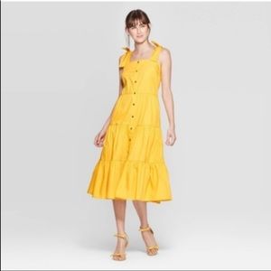 Who what wear yellow tiered dress